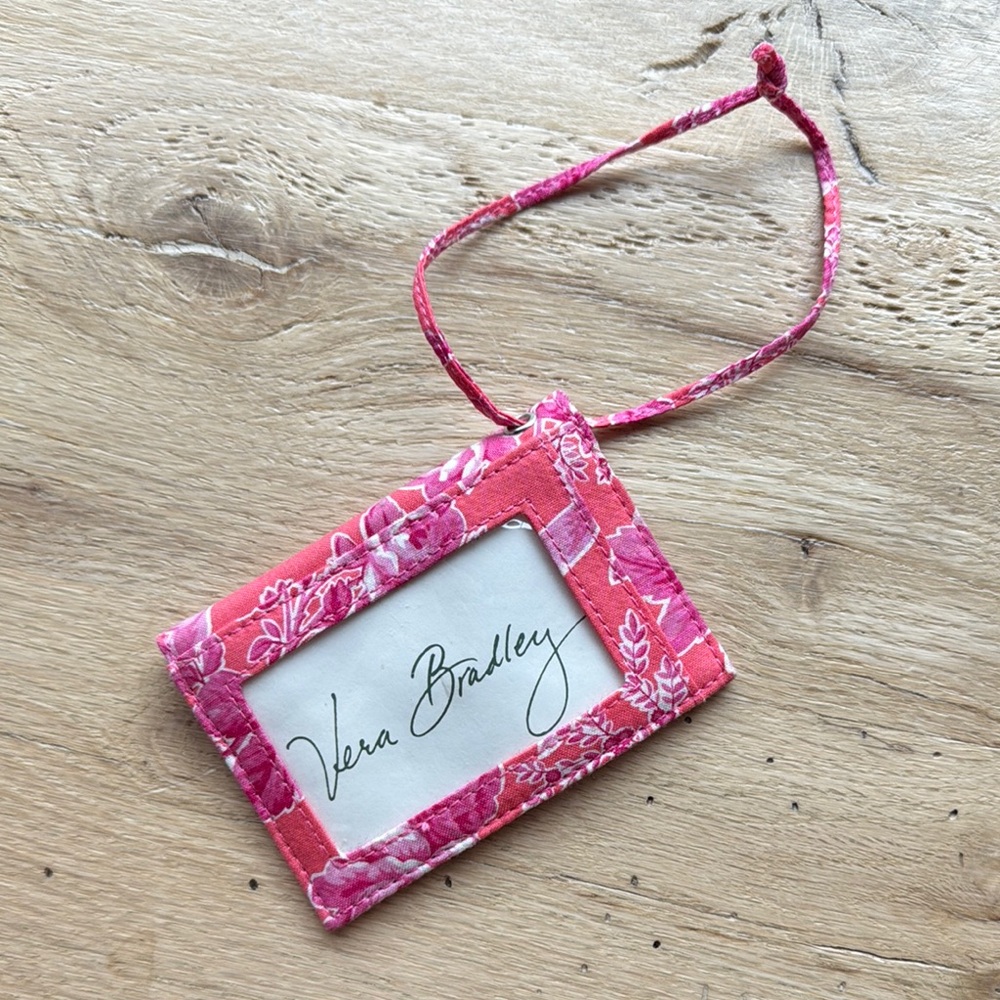 NEW Y2K Vera Bradley Coral Pink Floral Envelope Luggage Tag ID Case